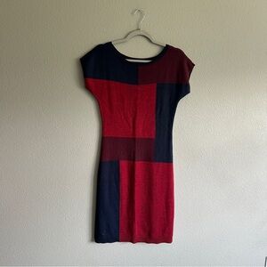 The Limited Wool Red and Blue Color Block Dress XS